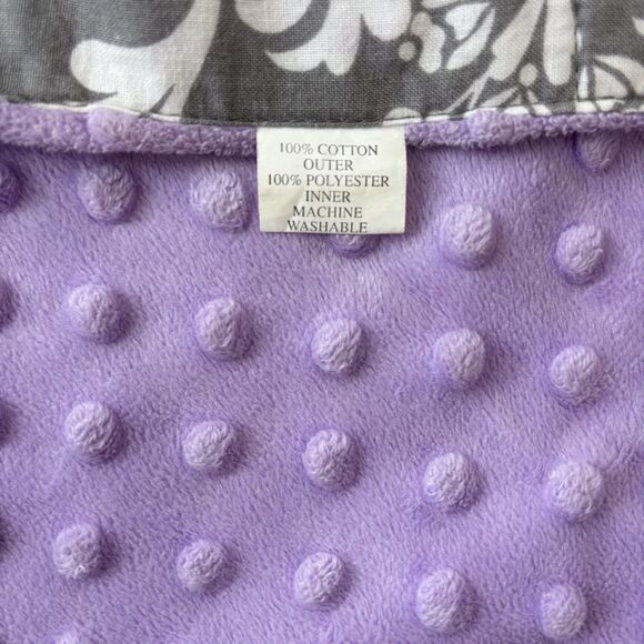 Carseat Canopy Cover Baby Girl Purple Gray Floral Fleece Minky Feminine Washable - Picture 10 of 11